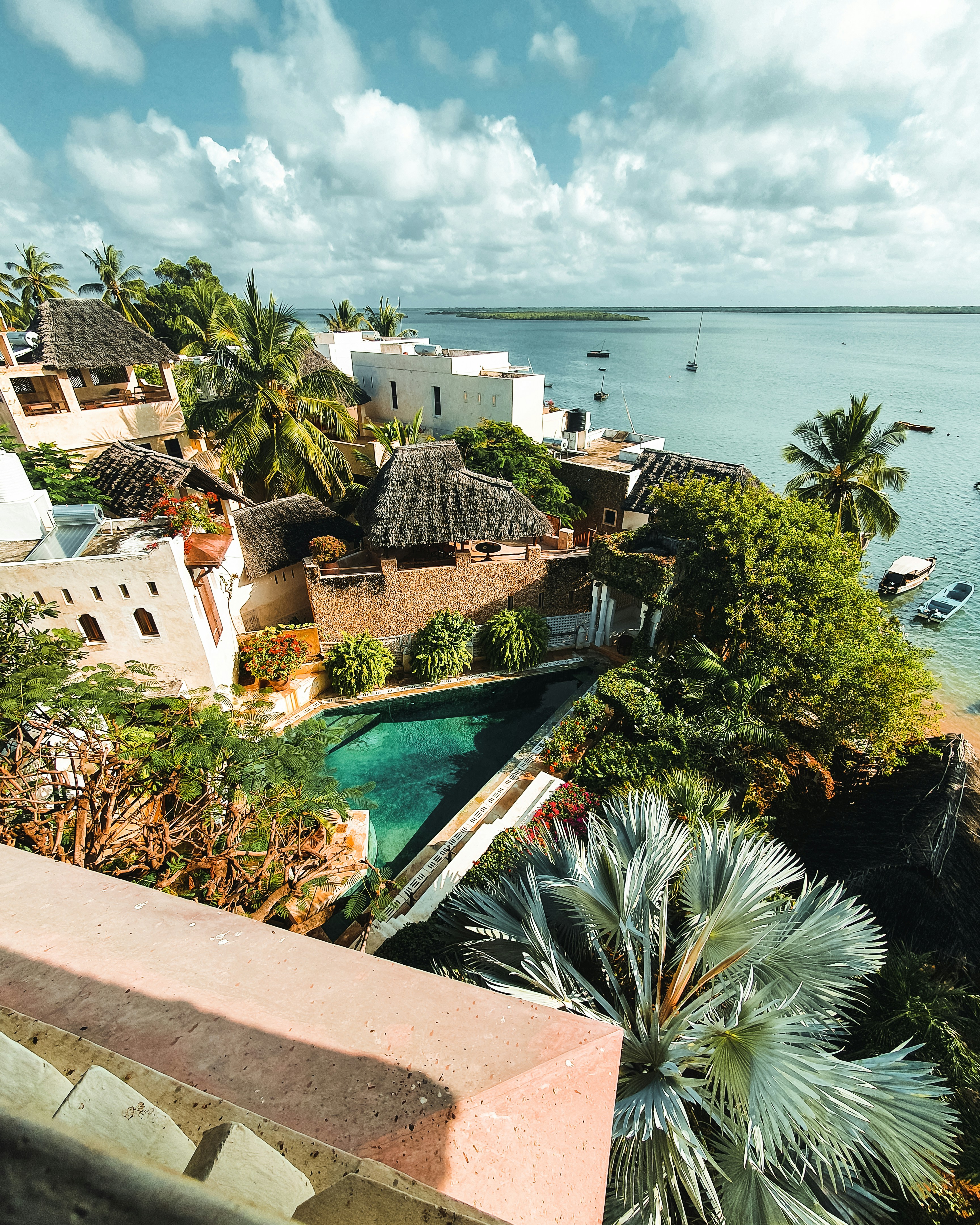 Lamu island waterfront on the Kenyan coast, reachable by private charter